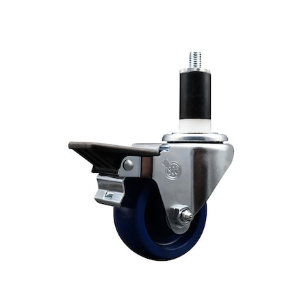 Service Caster 3'' Solid Poly Swivel 1-3/8'' Expanding Stem Caster with Brake SCC-EX20S314-SPUS-PLB-138